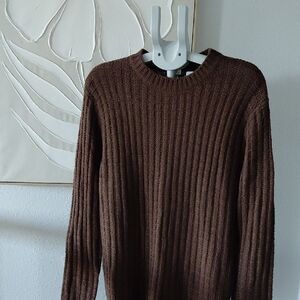 Men's Brown Ribbed Sweater